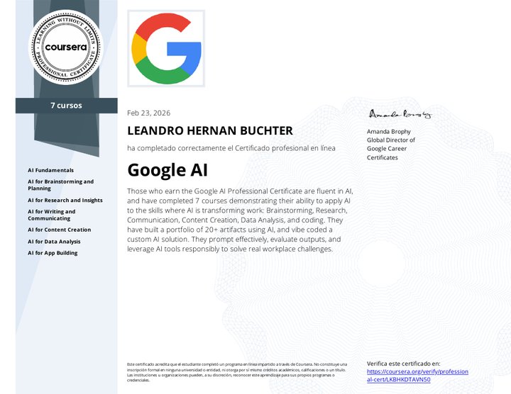 Google AI Professional Certificate – Leandro Hernan Buchter